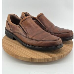 ECCO Mens Leather Slip On Loafers Dress Shoes Brown Size 45 EU US 11 11.5 Holden